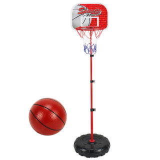 panier de basket réglable avec un ballon sur un fond blanc