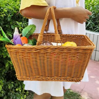 Panier Effet Rotin pour Pique-Nique Style Rétro • Le palais du rotin